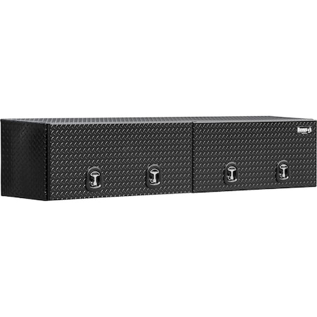 Buyers Products 16x13x96 Inch Gloss Black Diamond Tread Aluminum Topsider Truck Box with Flip-Up Doors 1721361